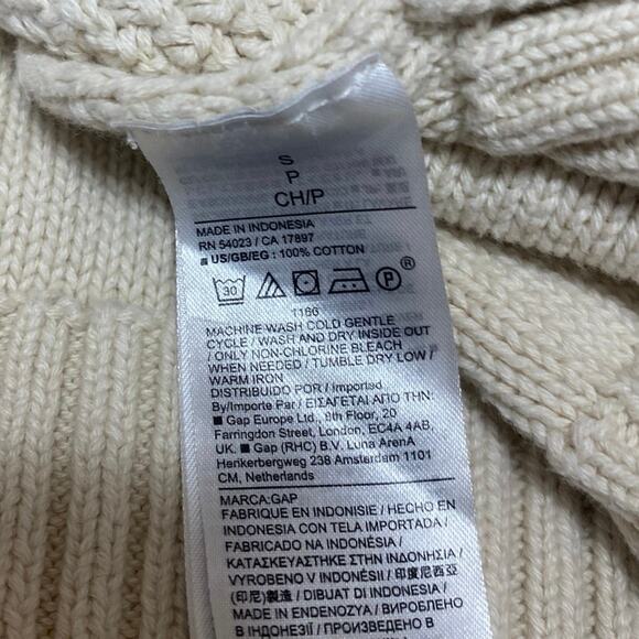 Gap Women's Cream Cable Knit High Neck Long Sleeve Pullover Sweater Top Size S - Picture 4 of 4